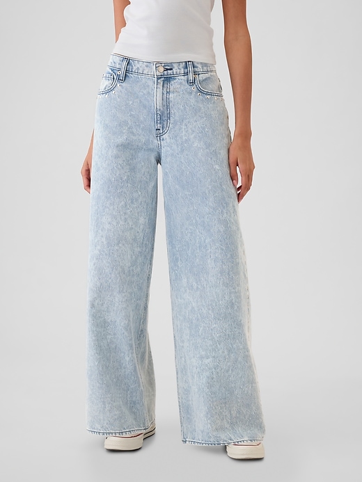 Image number 2 showing, Mid Rise Studded Baggy Jeans