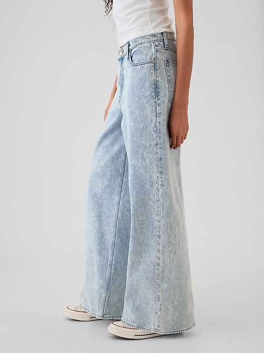 Image number 3 showing, Mid Rise Studded Baggy Jeans