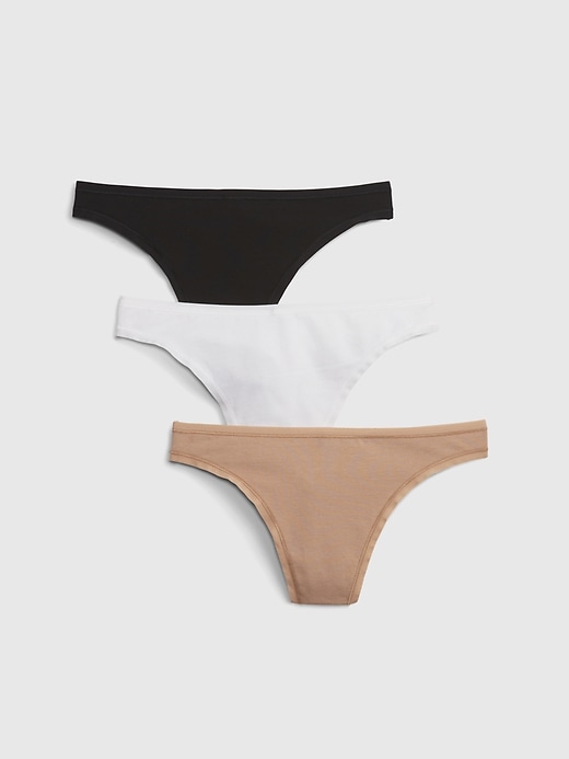 Image number 1 showing, Organic Stretch Cotton Thong (3-Pack)
