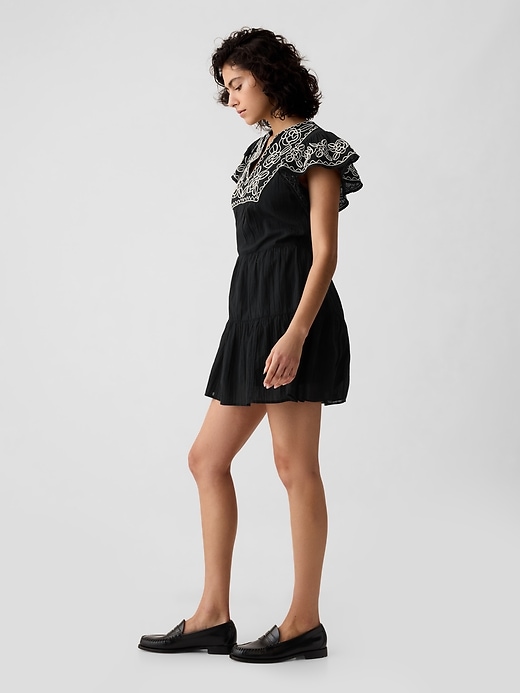 Image number 3 showing, Crinkle Gauze Embroidered Mini Dress