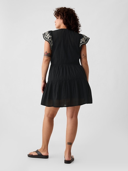 Image number 5 showing, Crinkle Gauze Embroidered Mini Dress