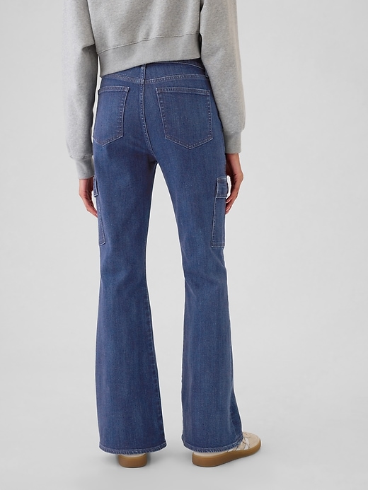 Image number 4 showing, High Rise '70s Flare Cargo Jeans