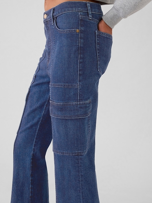 Image number 8 showing, High Rise '70s Flare Cargo Jeans