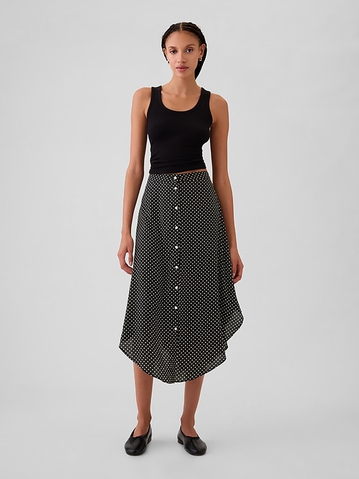 Image number 1 showing, Crepe Handkerchief Hem Midi Skirt