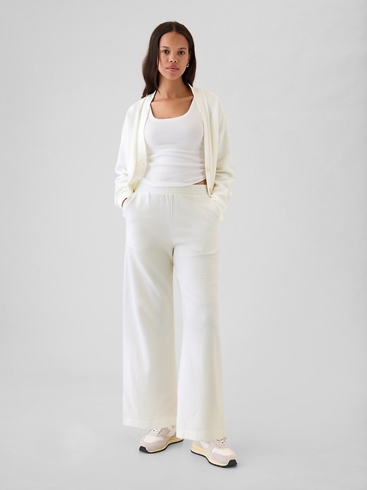 Image number 1 showing, Textured Wide-Leg Ankle Sweatpants