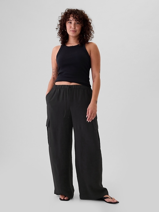 Image number 5 showing, High Rise Crinkle Texture Pull-On Cargo Pants