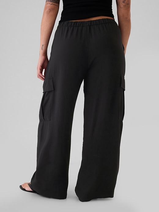 Image number 6 showing, High Rise Crinkle Texture Pull-On Cargo Pants
