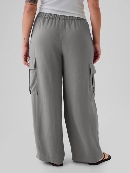 Image number 6 showing, High Rise Crinkle Texture Pull-On Cargo Pants