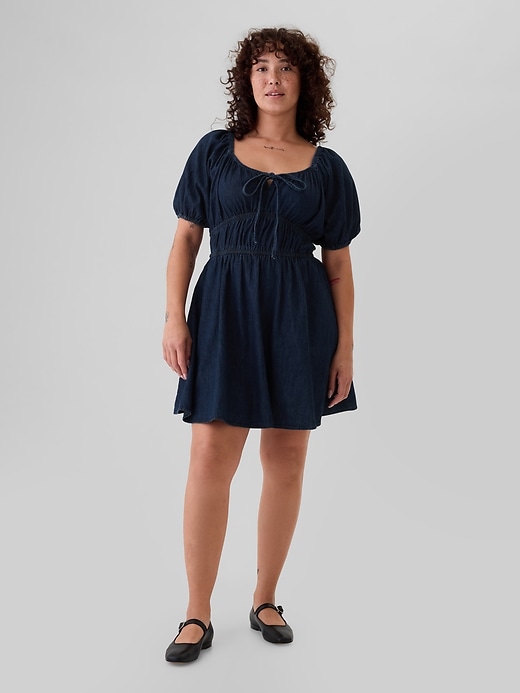 Image number 5 showing, Smocked Denim Mini Dress