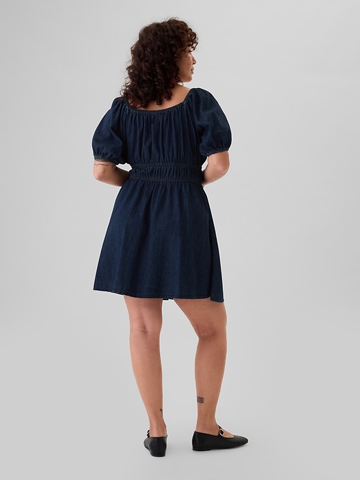 Image number 6 showing, Smocked Denim Mini Dress