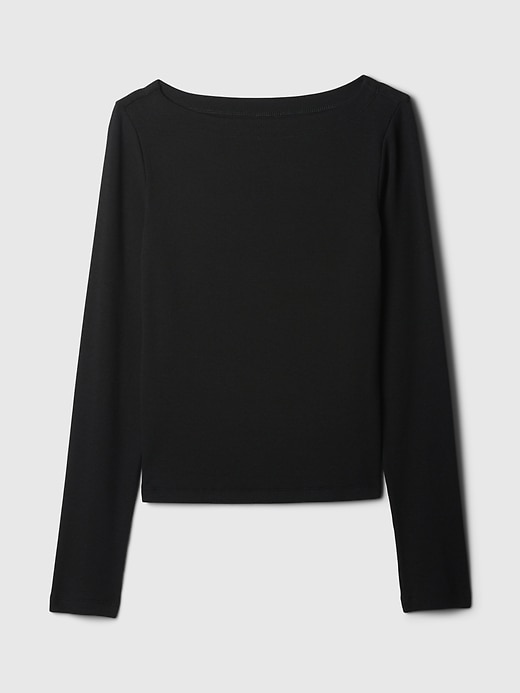 Image number 4 showing, Modern Rib Cropped Boatneck T-Shirt