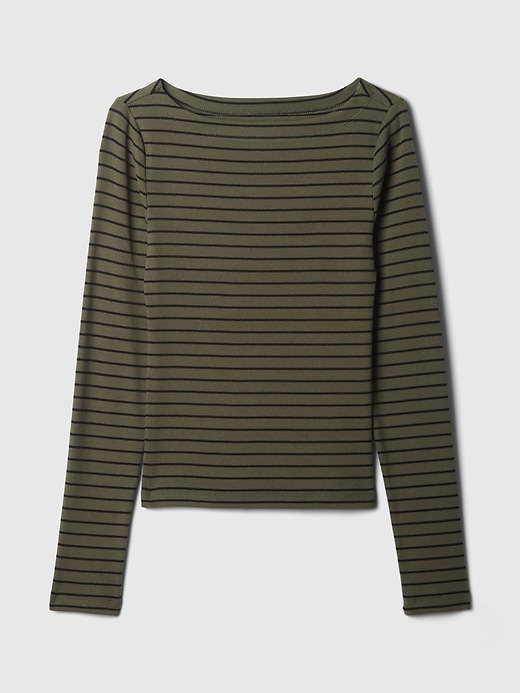 Image number 5 showing, Modern Rib Cropped Boatneck T-Shirt