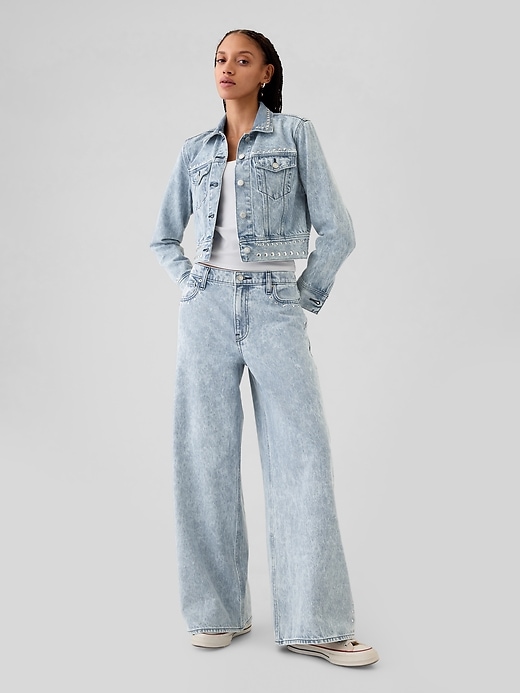 Image number 1 showing, Mid Rise Studded Baggy Jeans