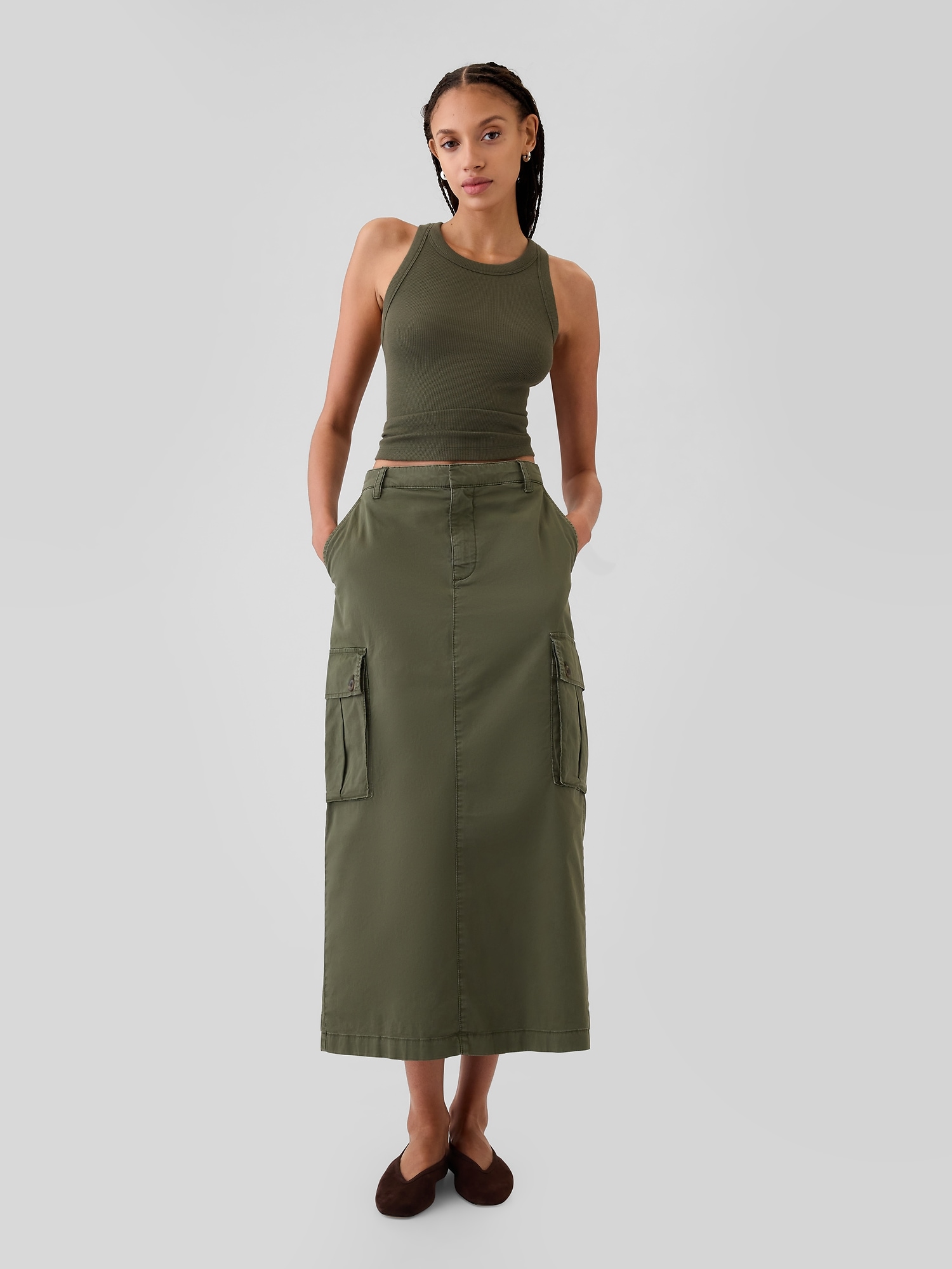 Utility Cargo Midi Skirt Gap