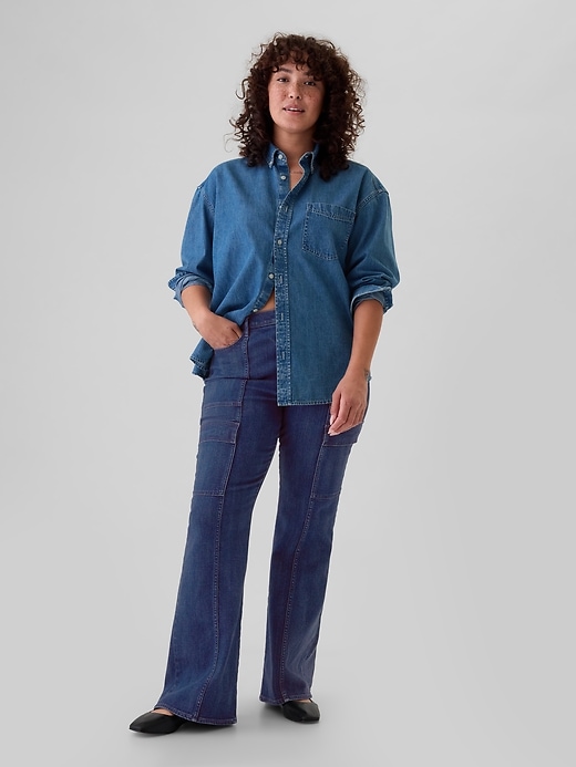 Image number 5 showing, High Rise '70s Flare Cargo Jeans