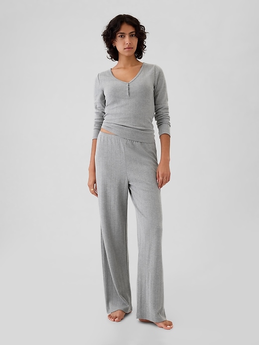 Image number 3 showing, Pointelle Henley PJ Shirt