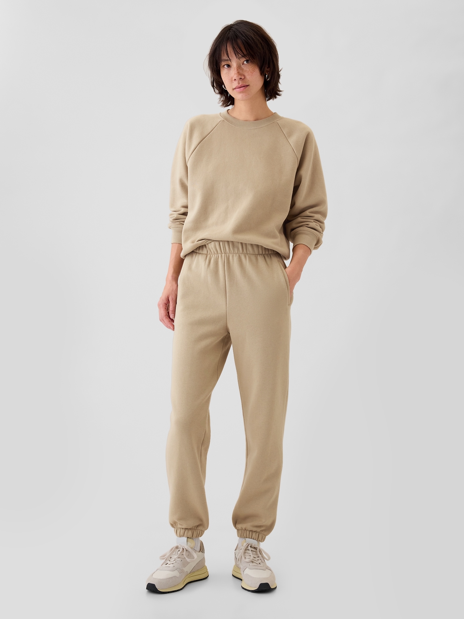 Vintage Soft High Rise Boyfriend Joggers - Beige