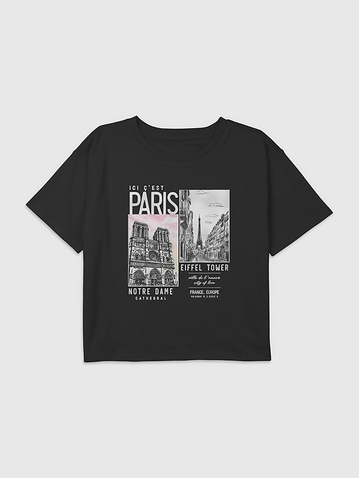 Image number 1 showing, Kids Paris Photography Graphic Boxy Crop Tee