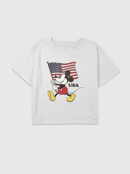 Image number 1 showing, Kids Mickey And Friends USA American Flag Graphic Boxy Crop Tee
