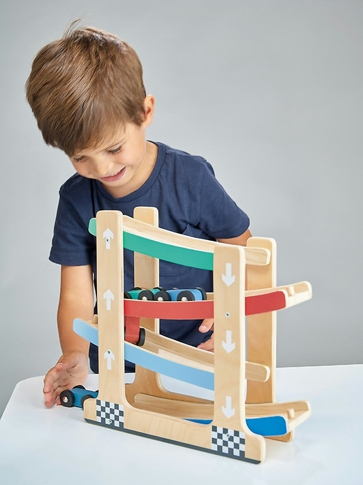 Image number 3 showing, Wooden Ramp Race Car Toddler Toy