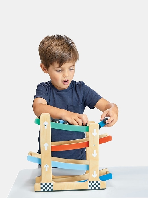 Image number 4 showing, Wooden Ramp Race Car Toddler Toy