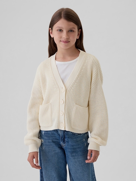 Image number 1 showing, Kids Shaker-Stitch Cropped Cardigan