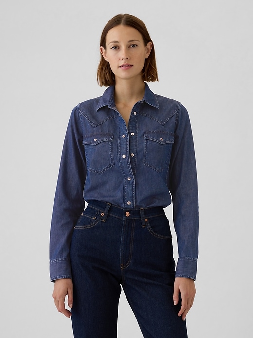 Image number 1 showing, Denim Western Shirt