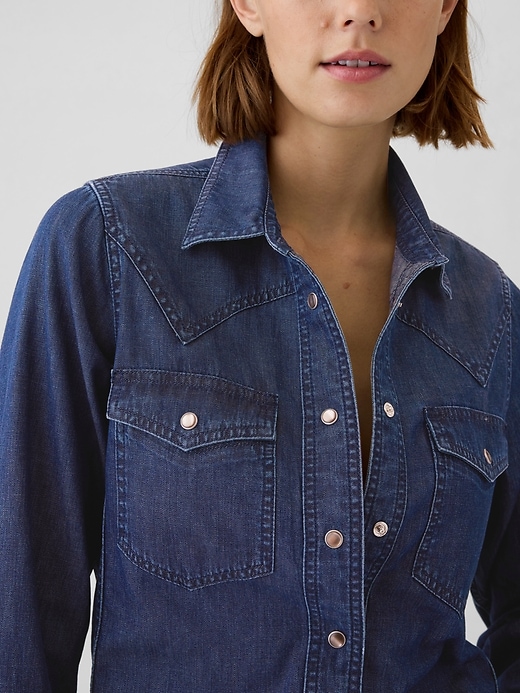 Image number 4 showing, Denim Western Shirt