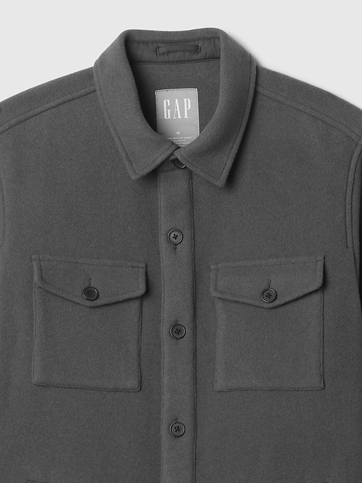 Image number 4 showing, Wool-Blend Relaxed Utility Shirt Jacket