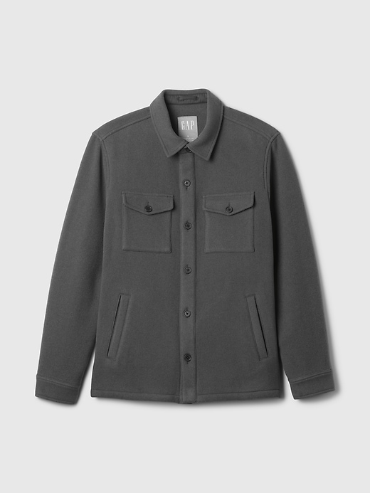 Image number 5 showing, Wool-Blend Relaxed Utility Shirt Jacket