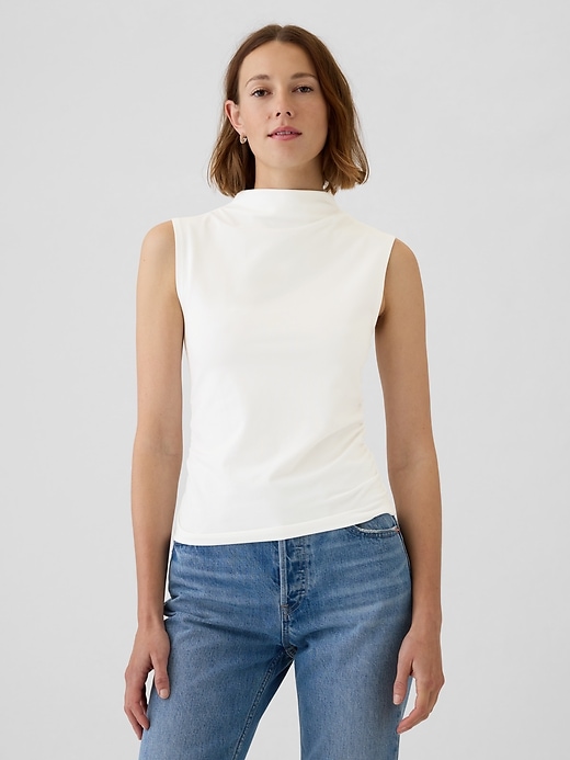 Image number 1 showing, Modern Funnel-Neck Ruched Tank Top