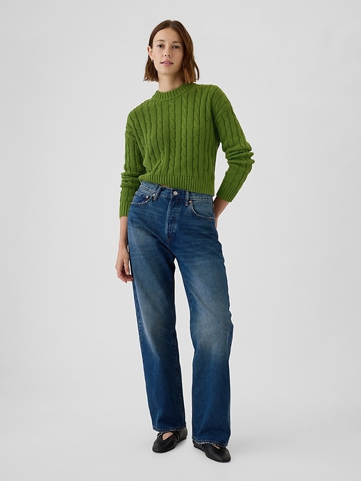 Image number 3 showing, Cable-Knit Cropped Sweater