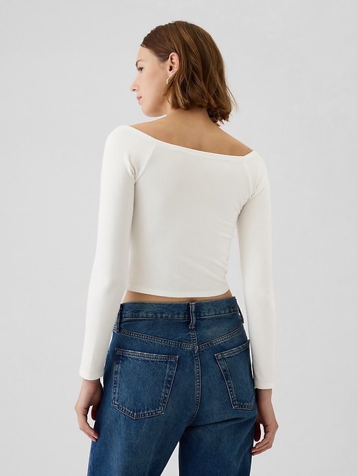 Image number 2 showing, Modern Cropped Off-Shoulder T-Shirt