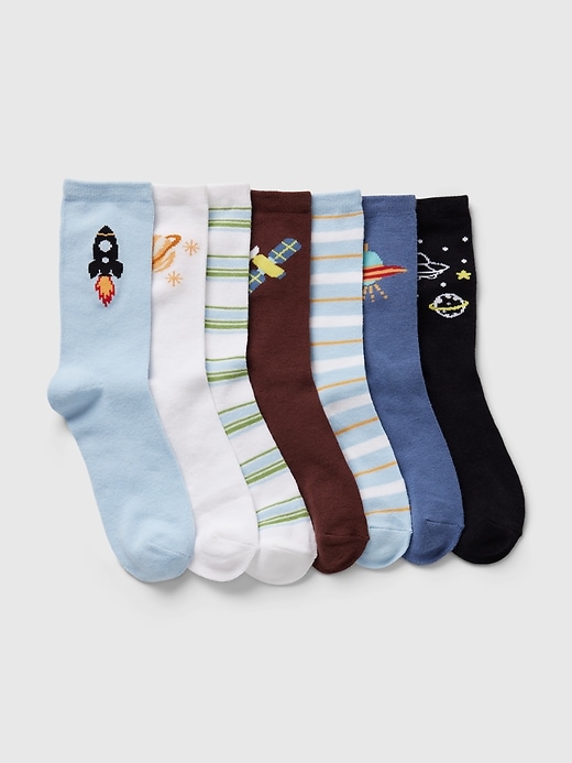 View large product image 1 of 1. Kids Space Crew Socks (7-Pack)