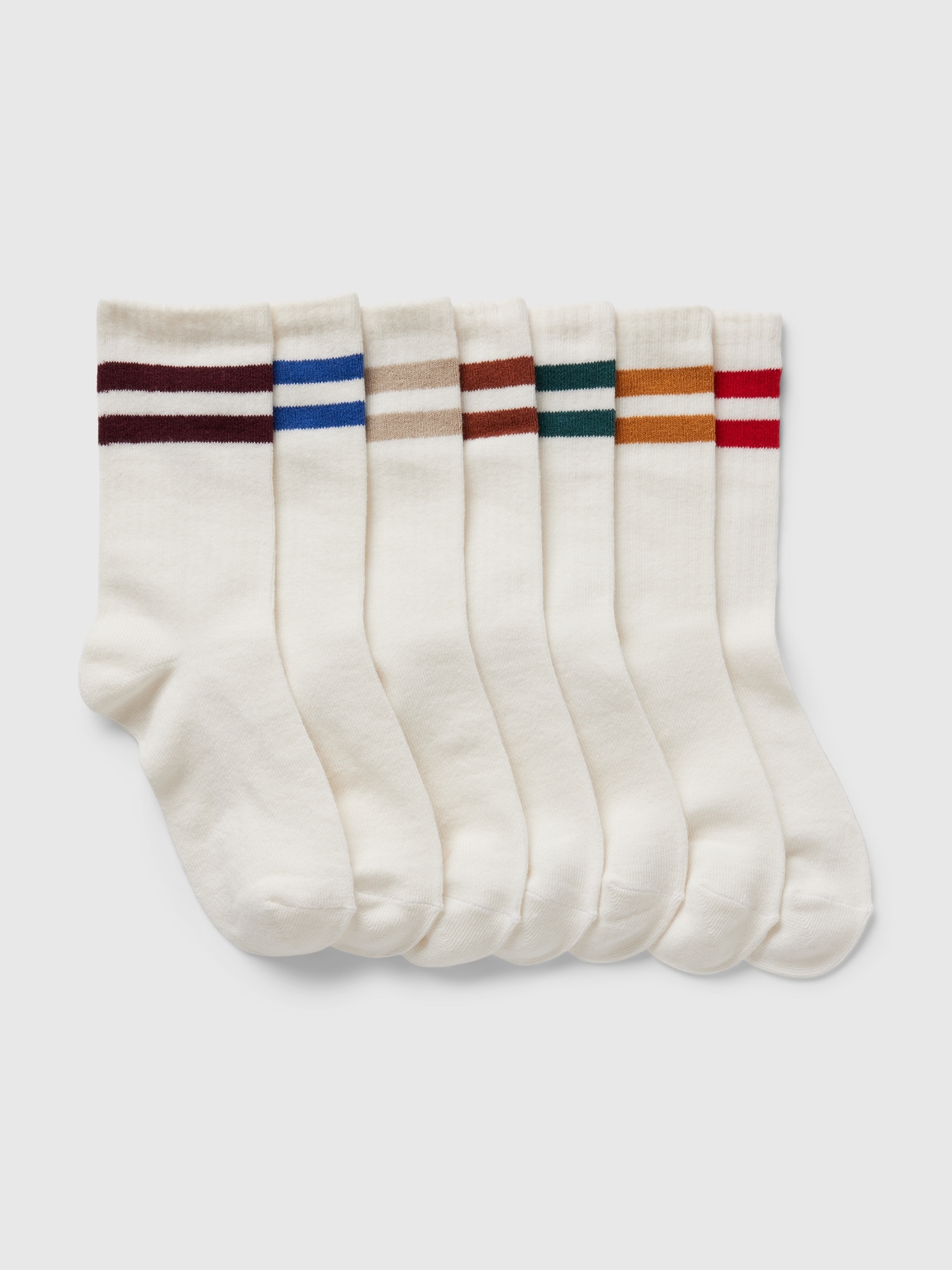 Kids Organic Cotton Varsity Crew Socks (7-Pack)