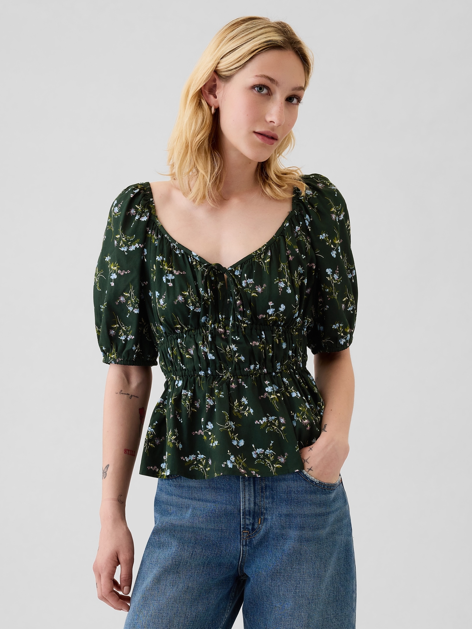 Smocked Shirt - Green