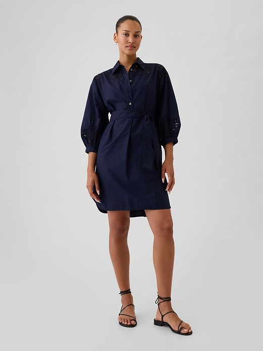 Image number 1 showing, Eyelet Mini Shirtdress