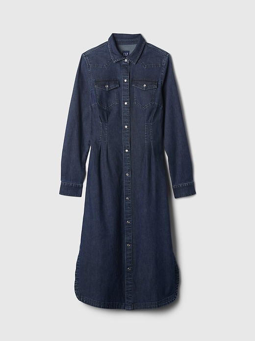 Image number 6 showing, Western Pleated Denim Midi Dress