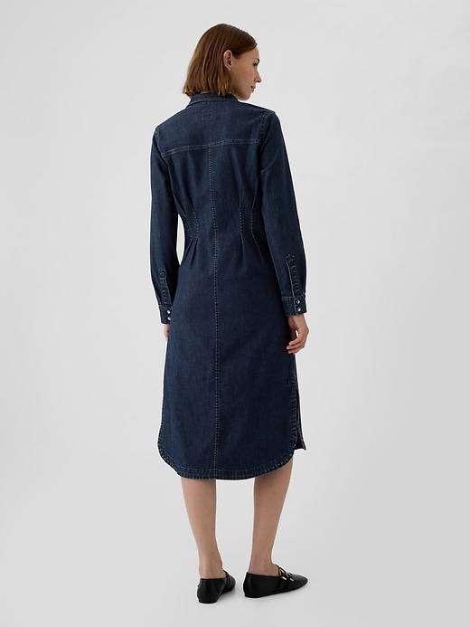 Image number 2 showing, Western Pleated Denim Midi Dress