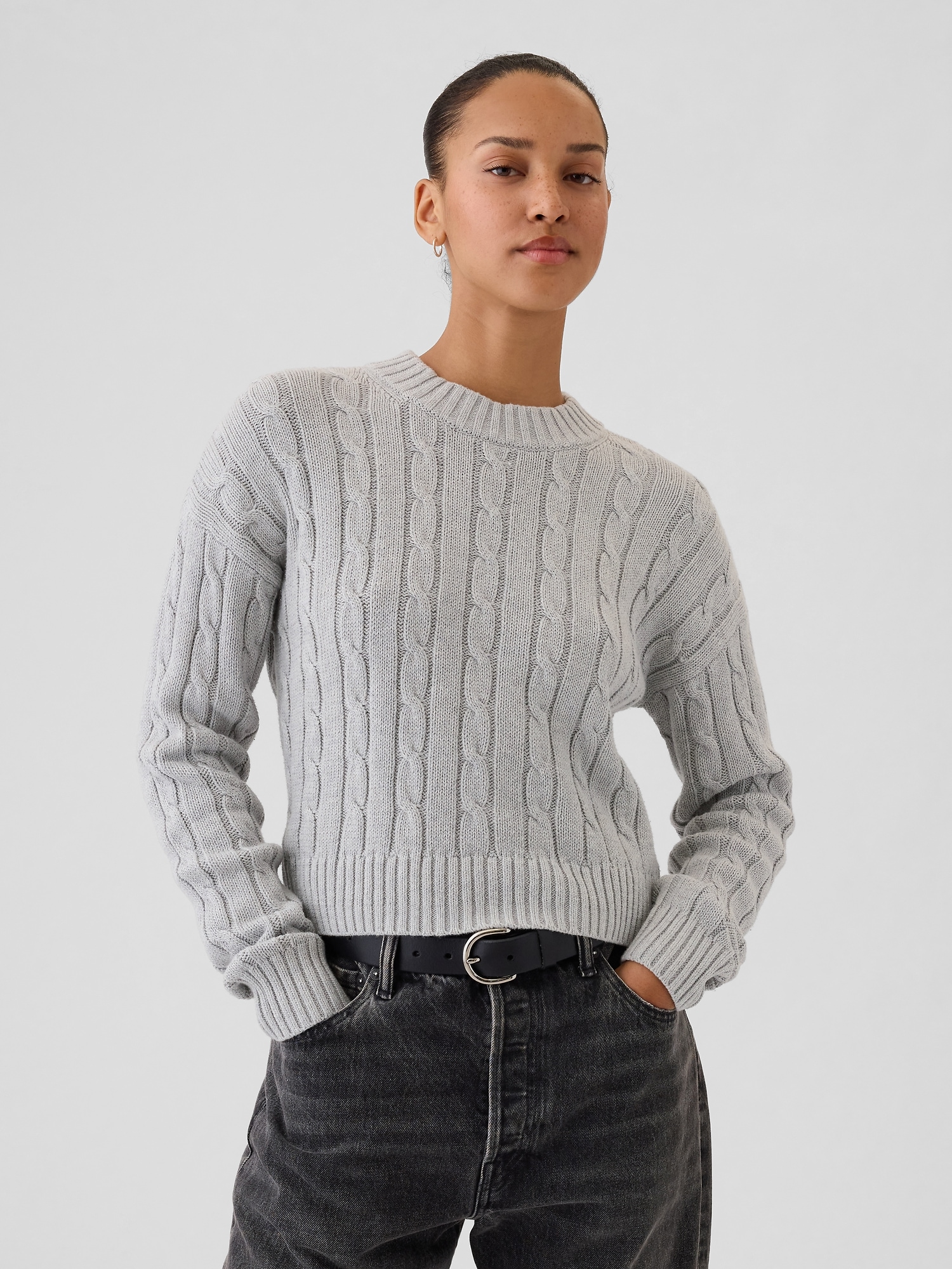 Cable-Knit Cropped Sweater | Gap