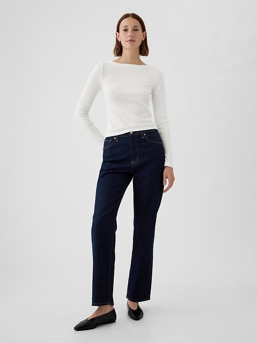 Image number 3 showing, Modern Rib Cropped Boatneck T-Shirt