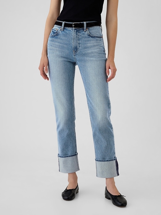 Image number 2 showing, High Rise Cuffed &#39;90s Straight Jeans