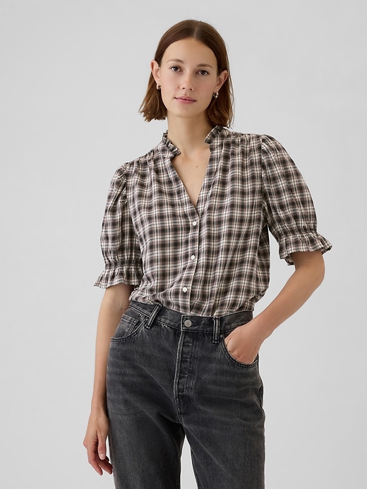 Image number 1 showing, Ruffled Puff Sleeve Shirt