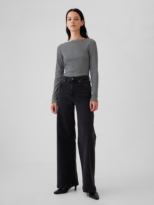 Image number 3 showing, Modern Rib Cropped Boatneck T-Shirt