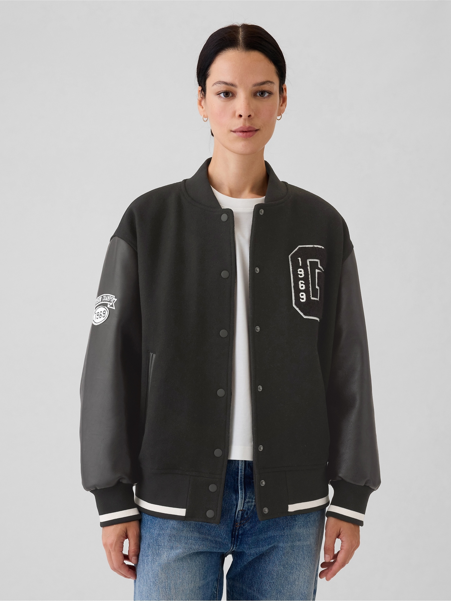 Wool Varsity Logo Boyfriend Jacket Gap