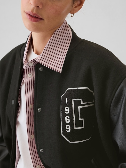 Image number 4 showing, Wool Varsity Logo Boyfriend Jacket