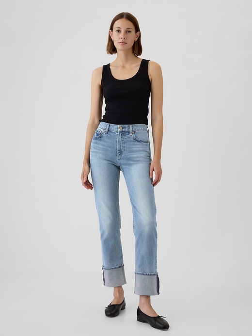 Image number 1 showing, High Rise Cuffed &#39;90s Straight Jeans