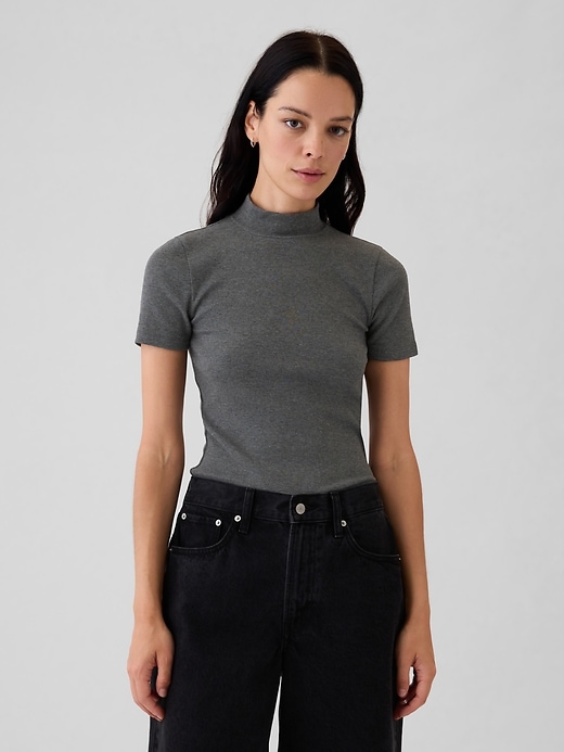 Image number 1 showing, Modern Rib Mockneck T-Shirt