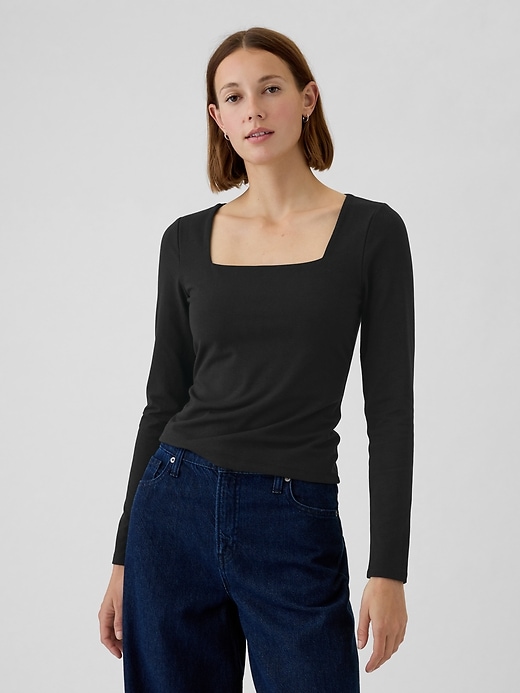 Image number 1 showing, Modern Square-Neck Cropped T-Shirt