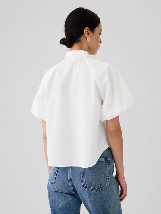 Image number 2 showing, Organic Cotton Poplin Bubble-Sleeve Shirt